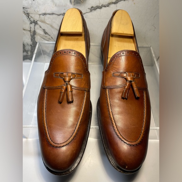 Louis Vuitton dress shoes loafers men brown leather tassel sz 8M made in italy - Picture 1 of 16